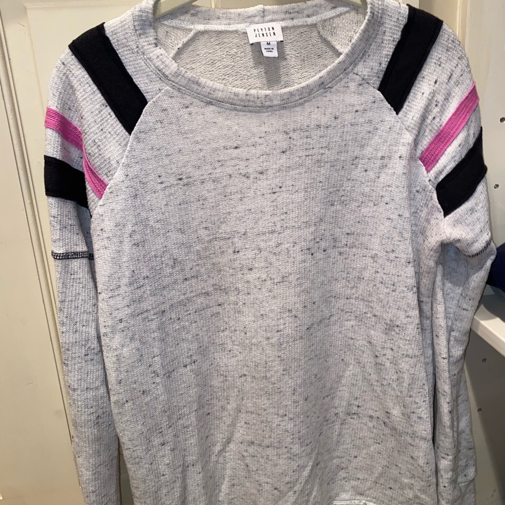 Peyton Jensen waffle sweater with rugby stitching